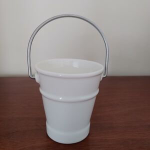 White Metal Bucket with Handle